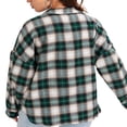 thumbnail image 3 of Women Plaid Shirt Flannel Oversized Checked Shirt Long Sleeve Blouse Tops, 3 of 6