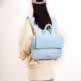 thumbnail image 3 of Women Canvas Checkered Students Bookbags Large Capacity Bookpack Wear-Resistant Travel Daypack Bag for Commute (Blue), 3 of 12