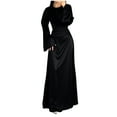 thumbnail image 4 of Cavosen Satin Dress for Women Wedding Guest Black Elegant Kimonos Long Sleeve Long Dress Round Neck Solid Floor Length Maxi Dress Flowy Bodycon Wrap Party Dress Evening Prom, 4 of 7