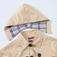 thumbnail image 5 of Gelikeya Kids Trench Coat Hooded Long Sleeve Jacket Notched Collar/Lapel Collar with Pocket Boys Girls Winter Clothing (Z01 Khaki & 11-12 Years), 5 of 8