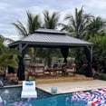 thumbnail image 3 of PURPLE LEAF 12' x 16' Outdoor Hardtop Gazebo with Double Roof Metal Gazebo,Light Gray, 3 of 17