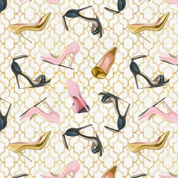 David Textiles Glam Heels Black/Multicolor 100% Cotton Sold by The Yard