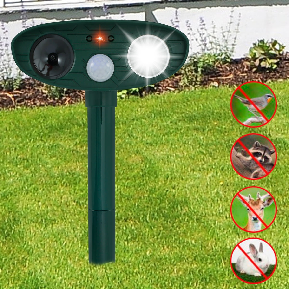 KTCINA Solar Animal Repellant Ultrasonic Cat Dog Repellant Garden Solar