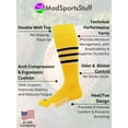 thumbnail image 2 of Dugout 3 Stripe Baseball Socks (Gold/Black/White, Large), 2 of 2