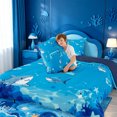 thumbnail image 4 of meiyoeat Water Themed Monogram T King Size Comforter Sets For Boys,Shark Ocean Initial Art Comforters King Size,Navy Blue Reversible,3-Piece,1 Comforter And 2 Pillowcases, 4 of 7