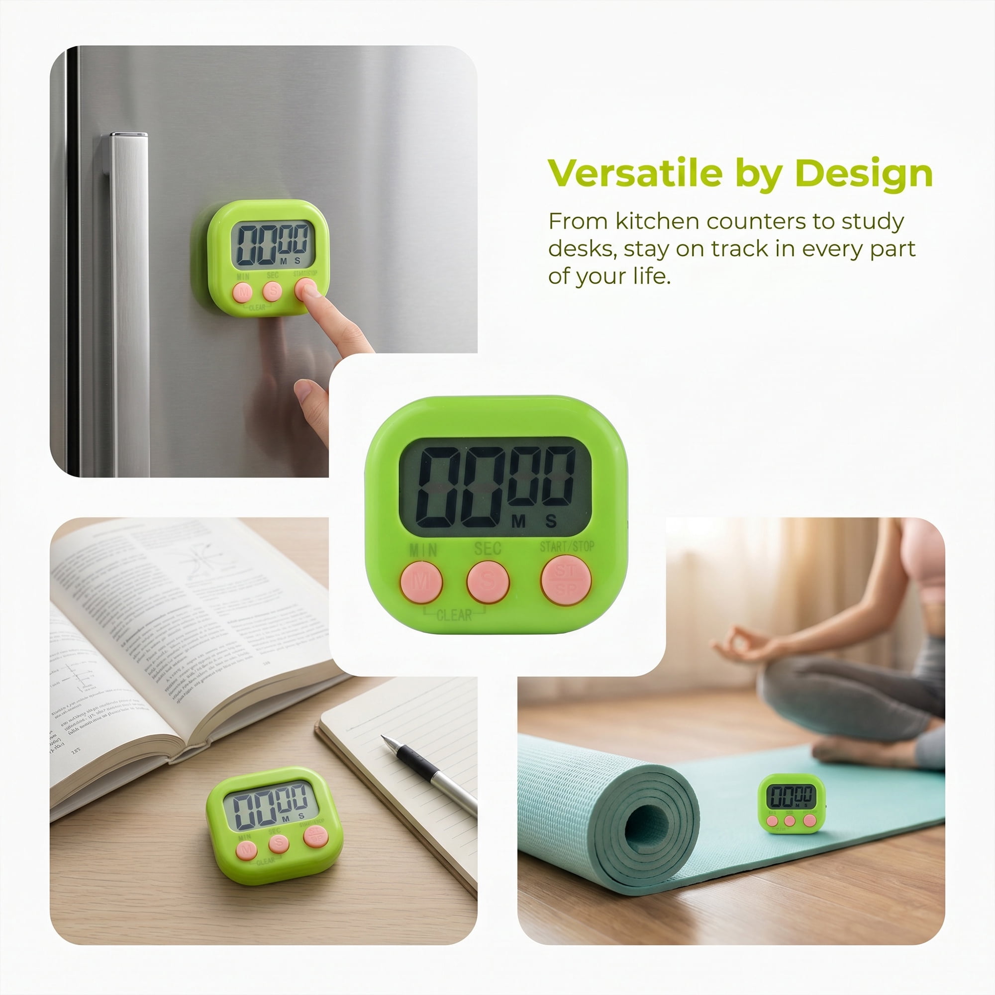 Unique Bargains Loud Alarm Magnetic Backing Cooking Study Kitchen Timer Green
