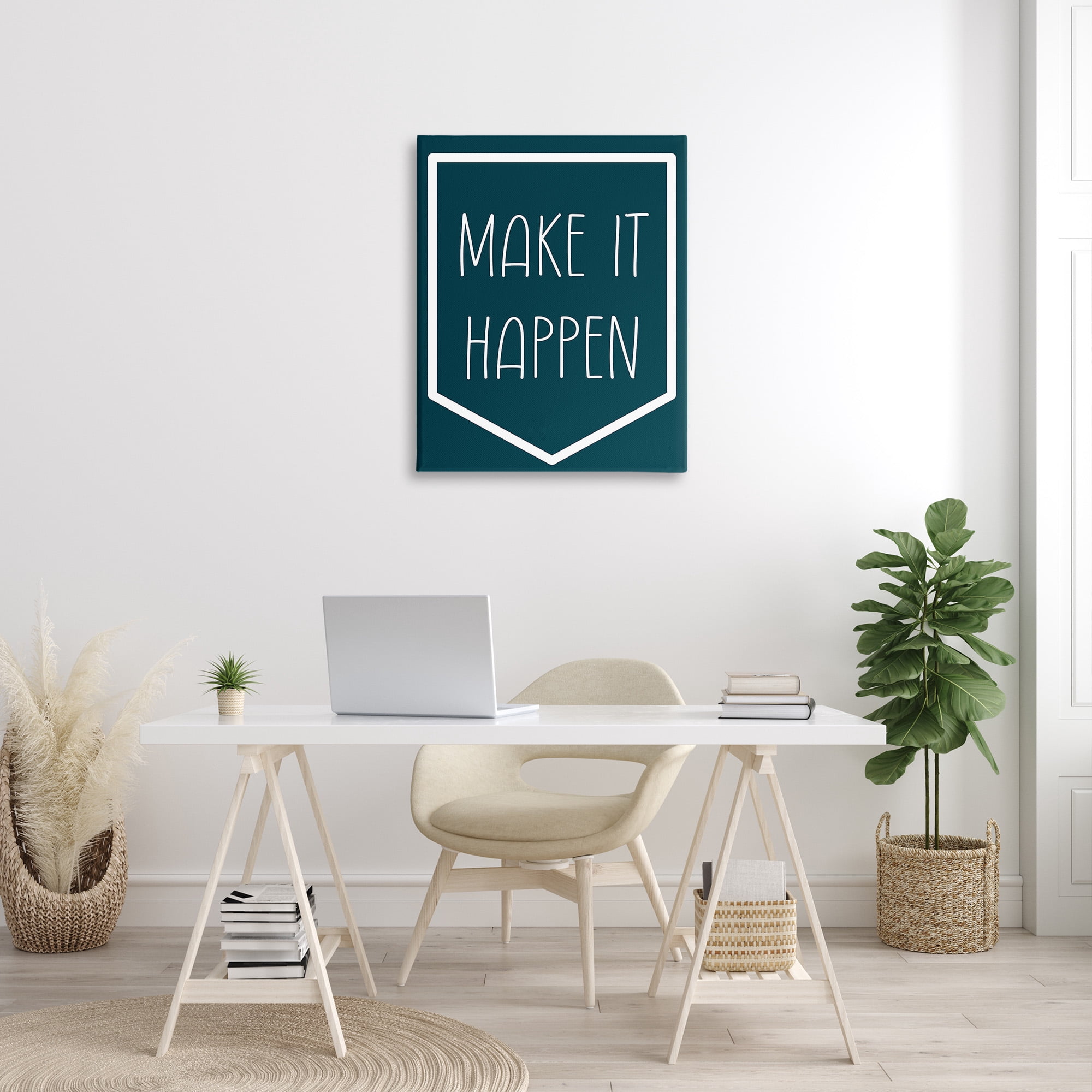 Stupell Industries Minimal Make It Happen Inspirational Painting Gallery Wrapped Canvas Art Print Wall Art, 30 x 40