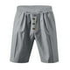 thumbnail image 4 of pstuiky Abreviatura para hombres, Pantalones cortos de lino con cintura elástica y botones de color liso para hombre, versátiles y a la moda. Pantalones cortos de baloncesto, 4 of 8