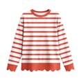 thumbnail image 6 of Dzrciro Sweatshirt for Women, Stripe Long Sleeve Crew Neck Orange Pullover Tops with Scalloped Hem, Fall Casual Loose Comfy Sweatshirts S-2XL, 6 of 8