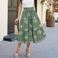 thumbnail image 5 of Summer Skirt for Women Drawstring Elastic High Waisted Skirts Trendy Floral A Line Swing Skirt Vacation Wear, 5 of 6
