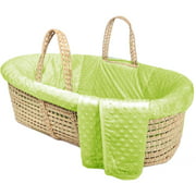 Tadpoles Minky Dot Moses Basket and Bedding Set, Green