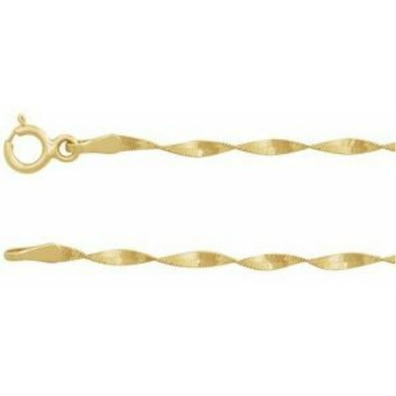 Auriga Fine Jewelry 14k Yellow Gold 1.6 mm Twisted Herringbone Chain Necklace 16"