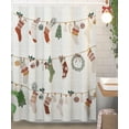 thumbnail image 2 of Christmas Shower Curtains for Bathroom, Merry Xmas Stocking Colorful Boho Polyester Fabric Bathtub Curtain with Hooks,72×72 Inches, 2 of 6
