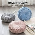thumbnail image 4 of SHANNA Round Velvet Seat Cushion Pleated Pumpkin Floor Throw Pillow 14''x14'' Soft Decorative for Bed Sofa Couch Car Seat, Light Green, 4 of 5