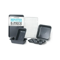 BLACK DECKER 6-Piece Carbon Steel Bakeware Set, 0.4mm Carbon Steel Baking Pans Set with Ceramic Non-Stick Coating