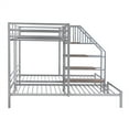 thumbnail image 5 of Metal Triple Bunk Beds with Storage Shelves, Industrial Twin Over Twin & Twin Bunk Bed with Staircase, Full-length Guardrails and Steel Slats for Teens Adults Bedroom, No Box Spring Needed, Silver, 5 of 7