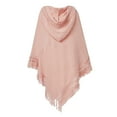 thumbnail image 6 of Women Hooded Shawl Cape Knit Sweater Poncho Tassel Fringe Hem Knit Scarf Top, 6 of 6