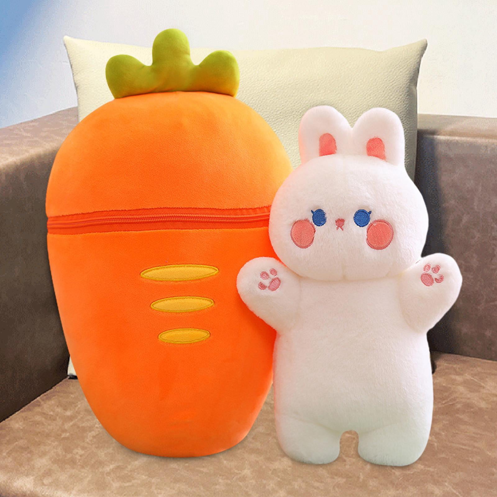 LeeQinersw Carrot Pillow Stuffed Animal Novelty Stuffed Doll Toy Zip up Carrot Hideaway for 40cm Rabbit