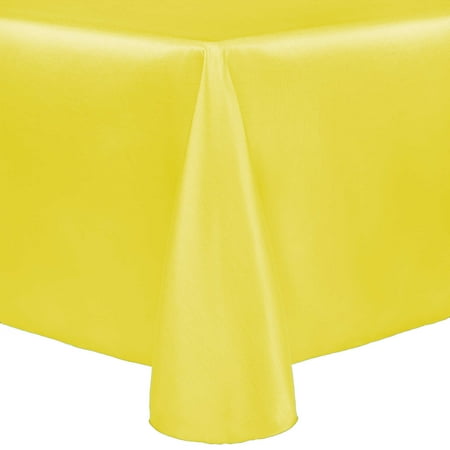 

Ultimate Textile (2 Pack) Reversible Shantung Satin - Majestic 54 x 96-Inch Oval Tablecloth - for Home Dining Tables Lemon Yellow