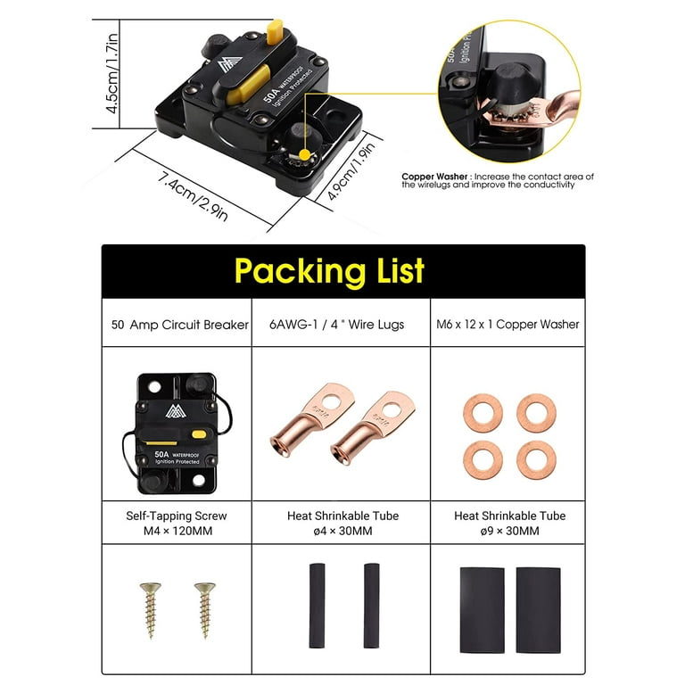 Potter Brumfield 15 Amp 120V Circuit Breaker W28XQ1A-15 - Replacement For Club Car Chargers