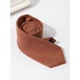 thumbnail image 4 of 1pc Men's Trendy Solid Coral Orange Plush Soft Textured Necktie For Party Festival Occasions, 4 of 5