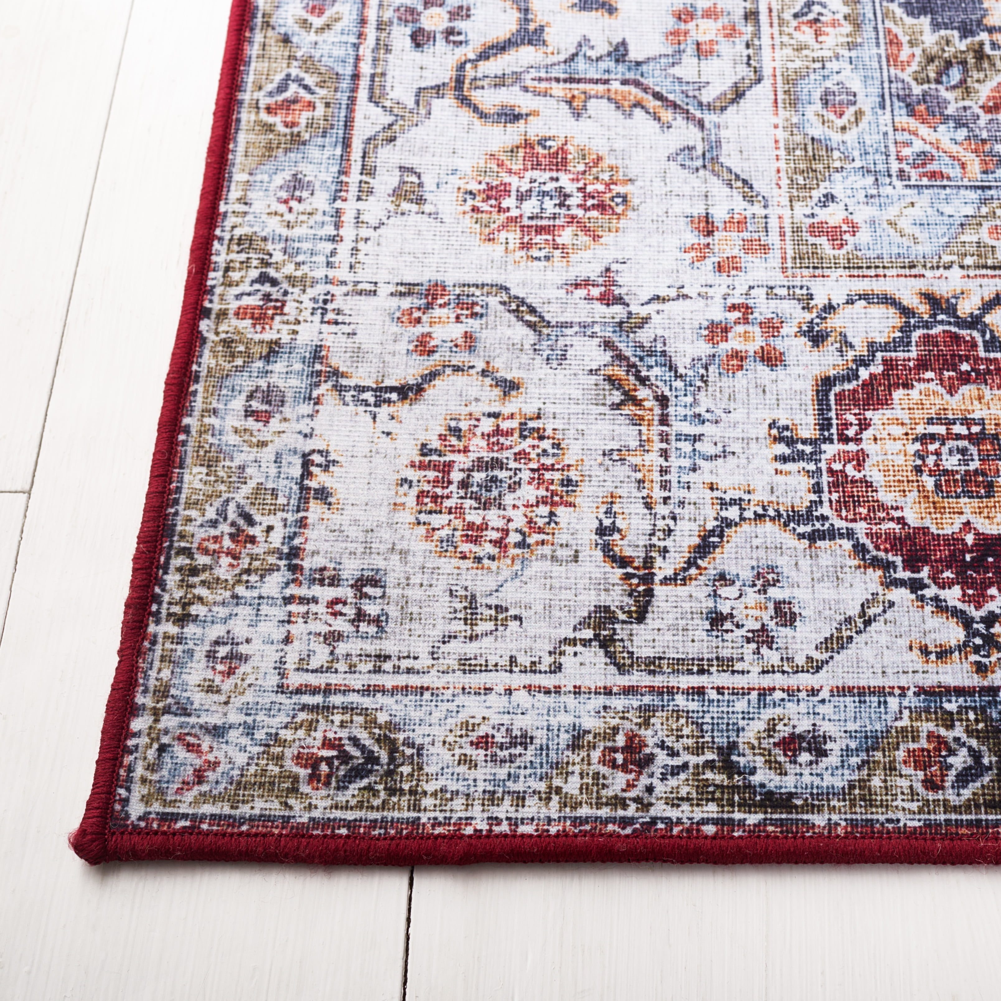 Safavieh Tucson Nazca Oriental Machine Washable Area Rug, Light Blue/Rust, 2'6" x 4'