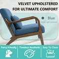 thumbnail image 7 of Miniyam Mid Century Modern Accent Chair with Wood Frame, Upholstered Living Room Chairs with Waist Cushion, Reading Armchair,Blue, 7 of 7