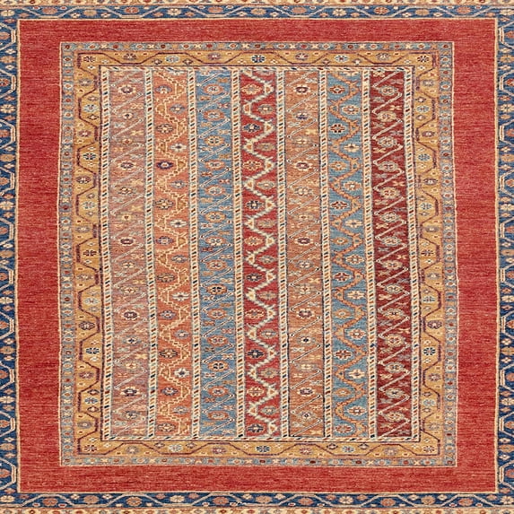 Ahgly Company Machine Washable Indoor Square Abstract Brown Sugar Brown Area Rugs, 3' Square