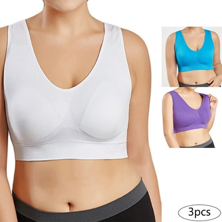 3 pack Women Sports Bra Wirefree Yoga Bras Tank Top High Intensity Push Up for Yoga Running