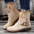 thumbnail image 2 of NECHOLOGY Botas Mujer Adulto Femenino Zapatos Botines para mujer Botas de gamuza sintética con decorativo con hebilla para mujer, botas individuales informales, zapatos de mujer, botas (Beige, 7), 2 of 7