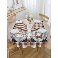 thumbnail image 5 of Vintage Gnome with Hat Coffee Cup Round Tablecloth 54 inches Coffee Beans Brown Plaid Waterproof Oil-Proof Table Cloth Round Table Cover for Holiday Party Picnic Dinner Decor Indoor and Outdoor Use, 5 of 9