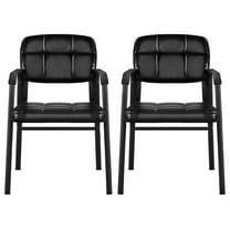 2 Pack Office Desk Chairs with Leather Cushion, Ergonomic Adjustable Desk Chair Back Lumbar Support Executive Chair Black