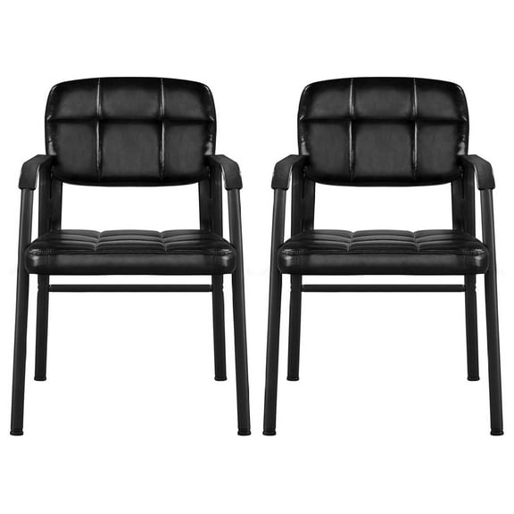 2 Pack Office Desk Chairs with Leather Cushion, Ergonomic Adjustable Desk Chair Back Lumbar Support Executive Chair Black