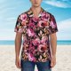 thumbnail image 2 of Balery Rose Flowers Camisas hawaianas de manga corta para hombre, camisas playeras de corte holgado, camisas de vacaciones con botones,X-Large, 2 of 7