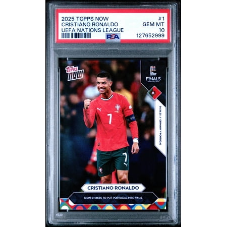 Graded 2025 Topps Now UEFA Nations League Cristiano Ronaldo #1 Soccer Card PSA 10 Gem Mint