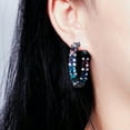 thumbnail image 5 of Beauty Big Circle Round Black Gold Plated Multi Color Blue CZ Women Hoop Earring, 5 of 9