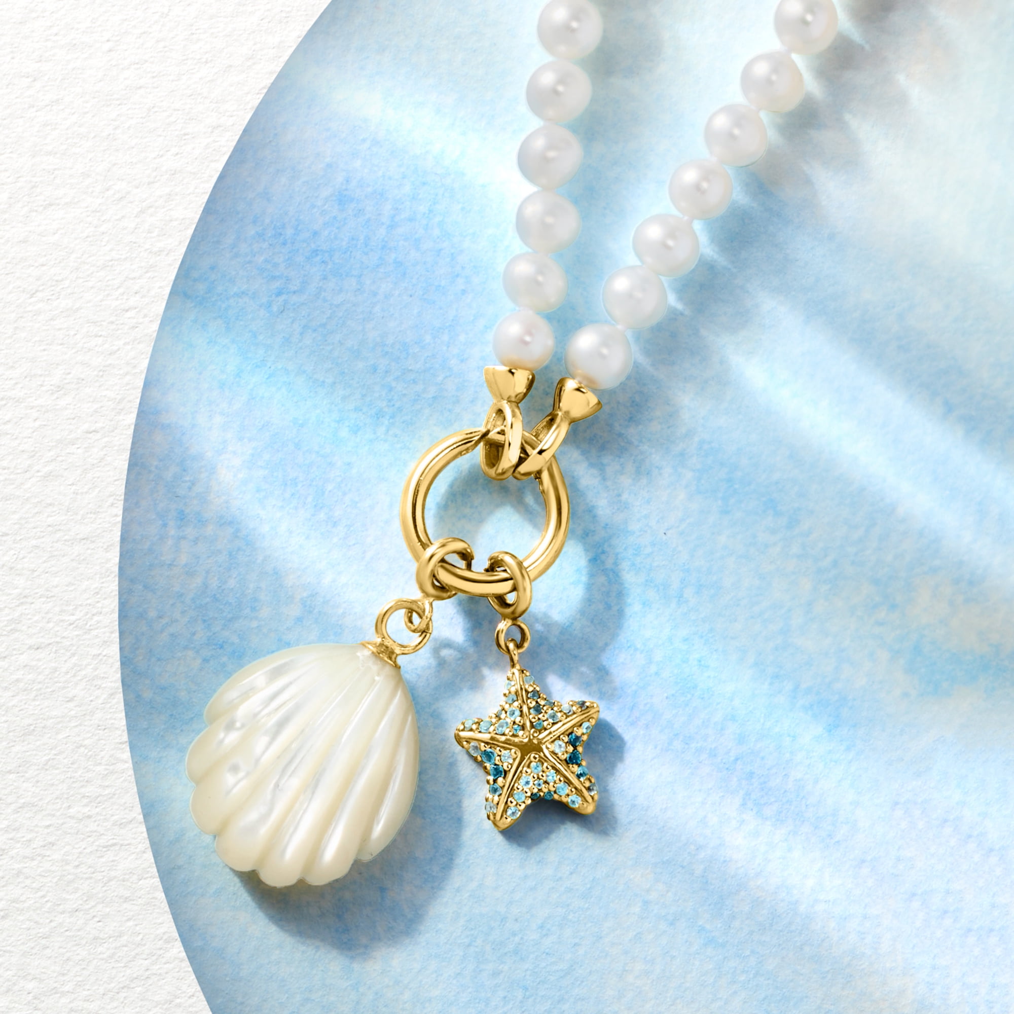 Ross-Simons Mother-Of-Pearl Seashell Charm in 18kt Gold Over Sterling, Women's, Adult
