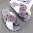 thumbnail image 2 of Coofit Cross Band Slippers Plush: Non-skid Fluffy Slippers Open Toe Slippers for Women, 2 of 10