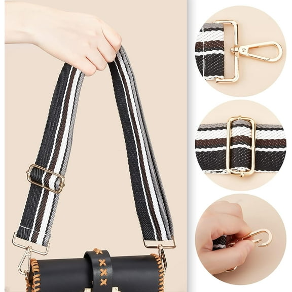 1pc Striped Wide Shoulder Strap Adjustable Purse Strap Replacement Universal Crossbody Strap 71-126 cm Canvas Woven Handbag Strap Multicolor Guitar Strap 1.9 Inch Wide Mixed color 1