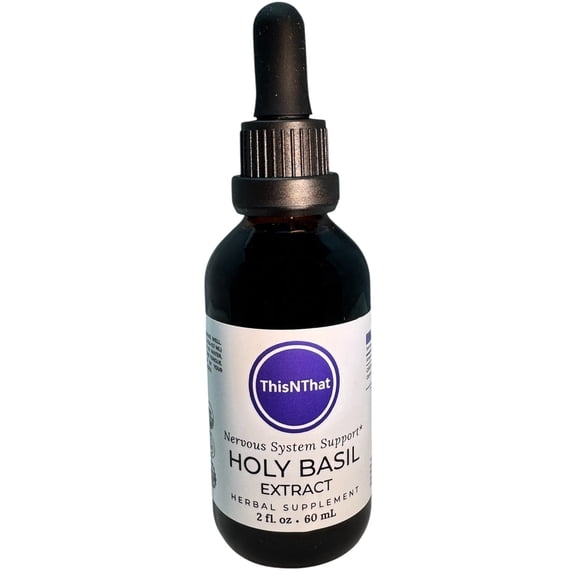ThisNThat Organic Holy Basil Herbal Glycerin Extract, Gluten, Sugar & Alcohol Free, Vegan, Non GMO Tincture for Nervous & Immune System Support, 2 oz
