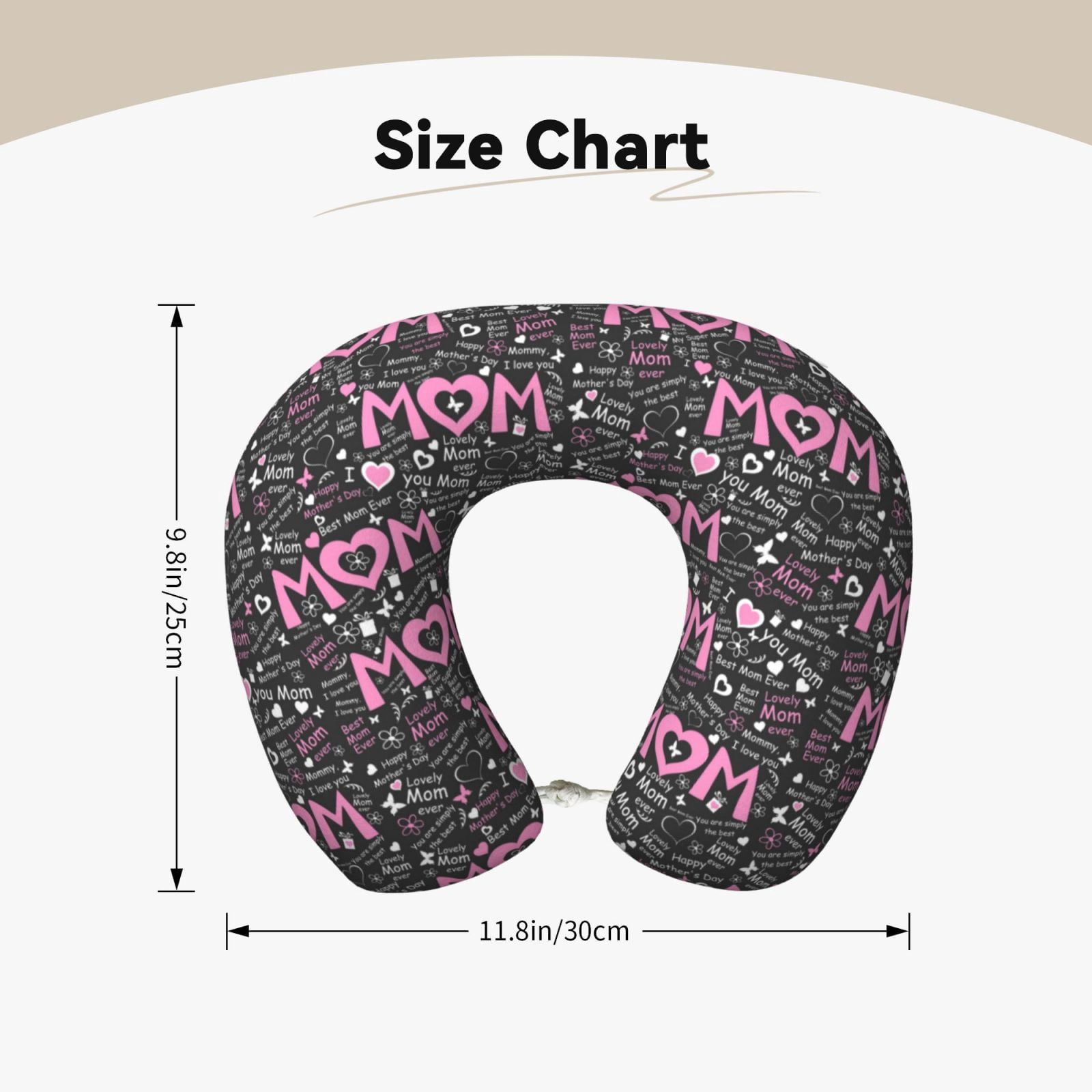 Xecao Lovely Mom Ever Print Memory Foam Cervical Neck Pillow Versatile U-Shaped Pillows for Home,Office,Camping,Travelling,Soft Washable Cover