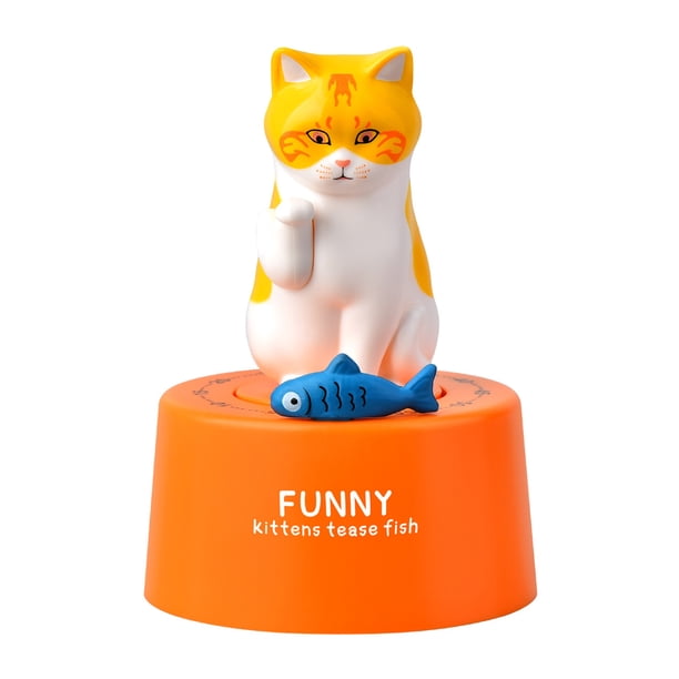 Temporizador de cocina, lindo regalo navideño de gato Esfera de cuerda de 60 minutos Recordatorio de cuenta regresiva giratoria Sin baterías Gestión mecánica del tiempo de cocción Decoración de