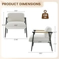 thumbnail image 2 of EastVita Modern Accent Chair, Comfy Chair with Metal Frame Wooden Armrest, Cozy Reading Chair with Soft Cushion for Bedroom, Living Room,Brown (White, Single Chair), 2 of 7