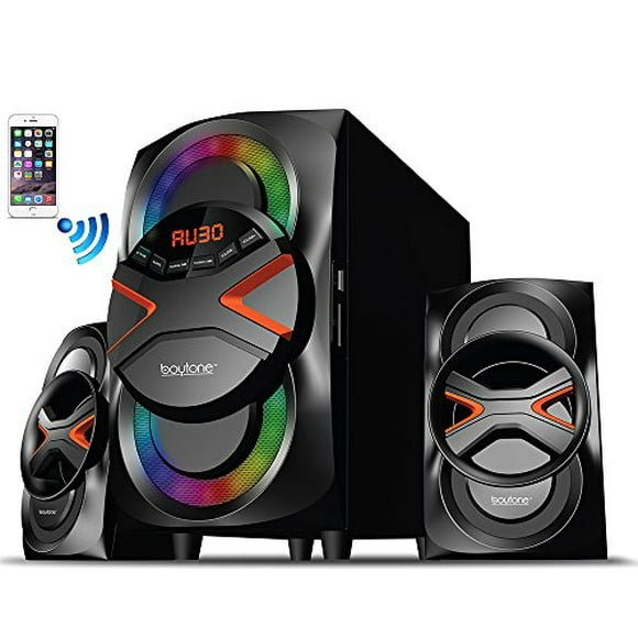Boytone BT-326F, Potente Sistema de Altavoces de Cine en Casa Bluetooth 2.1, con Radio FM, Puertos USB SD, Reproducción Digital, 40 Watts, Luces de Disco, Control Remoto con Funciones Completas, para