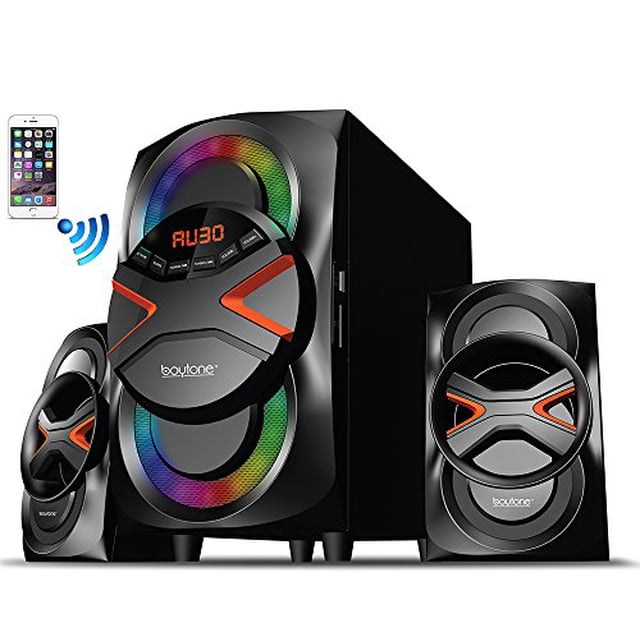 Boytone BT-326F, Potente Sistema de Altavoces de Cine en Casa Bluetooth 2.1, con Radio FM, Puertos USB SD, Reproducción Digital, 40 Watts, Luces de Disco, Control Remoto con Funciones Completas, para