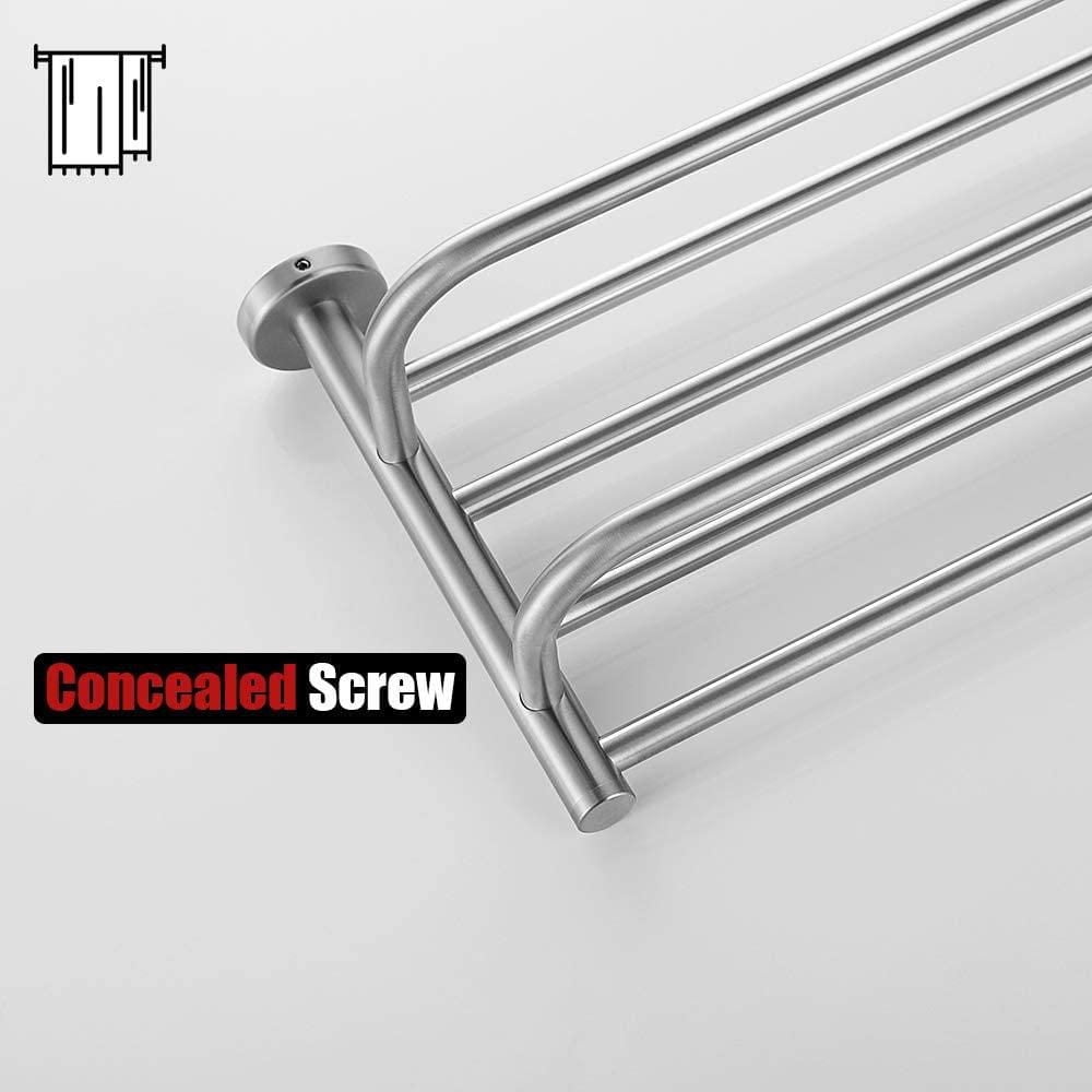 Avanities 16 po Barre à serviette ronde en acier inoxydable W en acier inoxydable brossé AI-34586