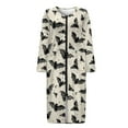 thumbnail image 3 of Yuyamidu Halloween Zipper Front Robes for Women with Pockets Bat Bathrobe Soft Long Sleeve Robe Size S Lightweight House Coat Loose Mid-Calf Length Nightgown, 3 of 7