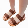 thumbnail image 3 of TOWED22 Girls Cute Heart Sandals Open Toe Summer Flats Dress Sandals Shoes Brown,10, 3 of 7