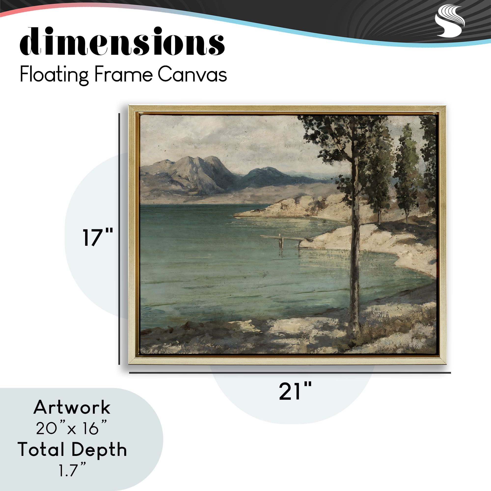 Stupell Industries Tranquil Shore with Trees Gold Framed Floater Canvas Wall Art, design by Arlington Prints