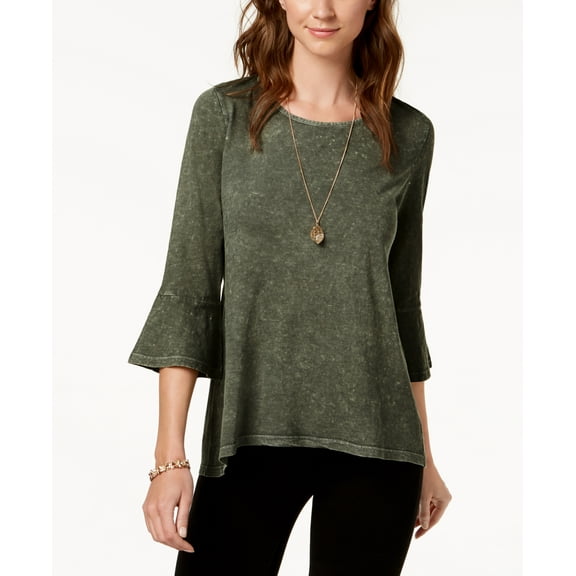 Style & Co. Womens Bell-Sleeve Bustle-Back Top Size S